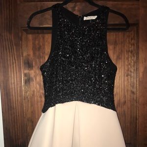 Halston Heritage beaded formal dress with pockets.